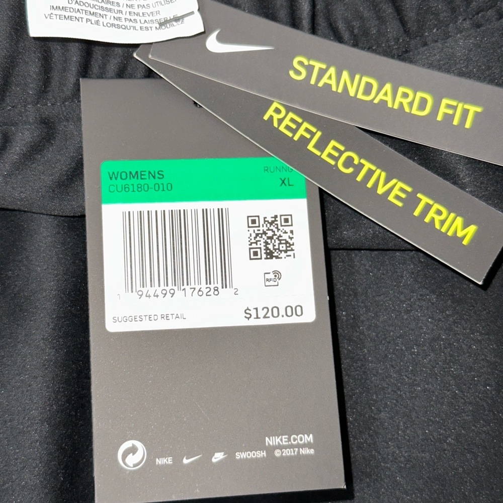 New Nike Run Division Shield Reflective Running Pants Black Woman’s XL - Picture 2 of 10
